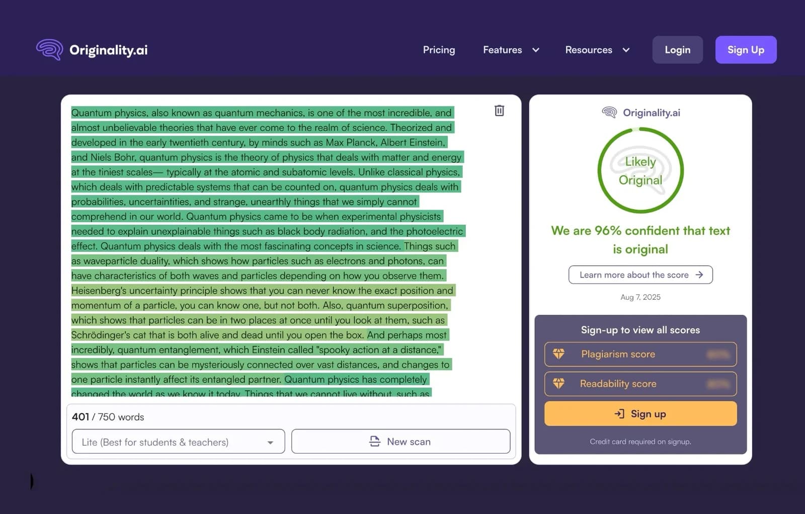 How Originality.ai detection works