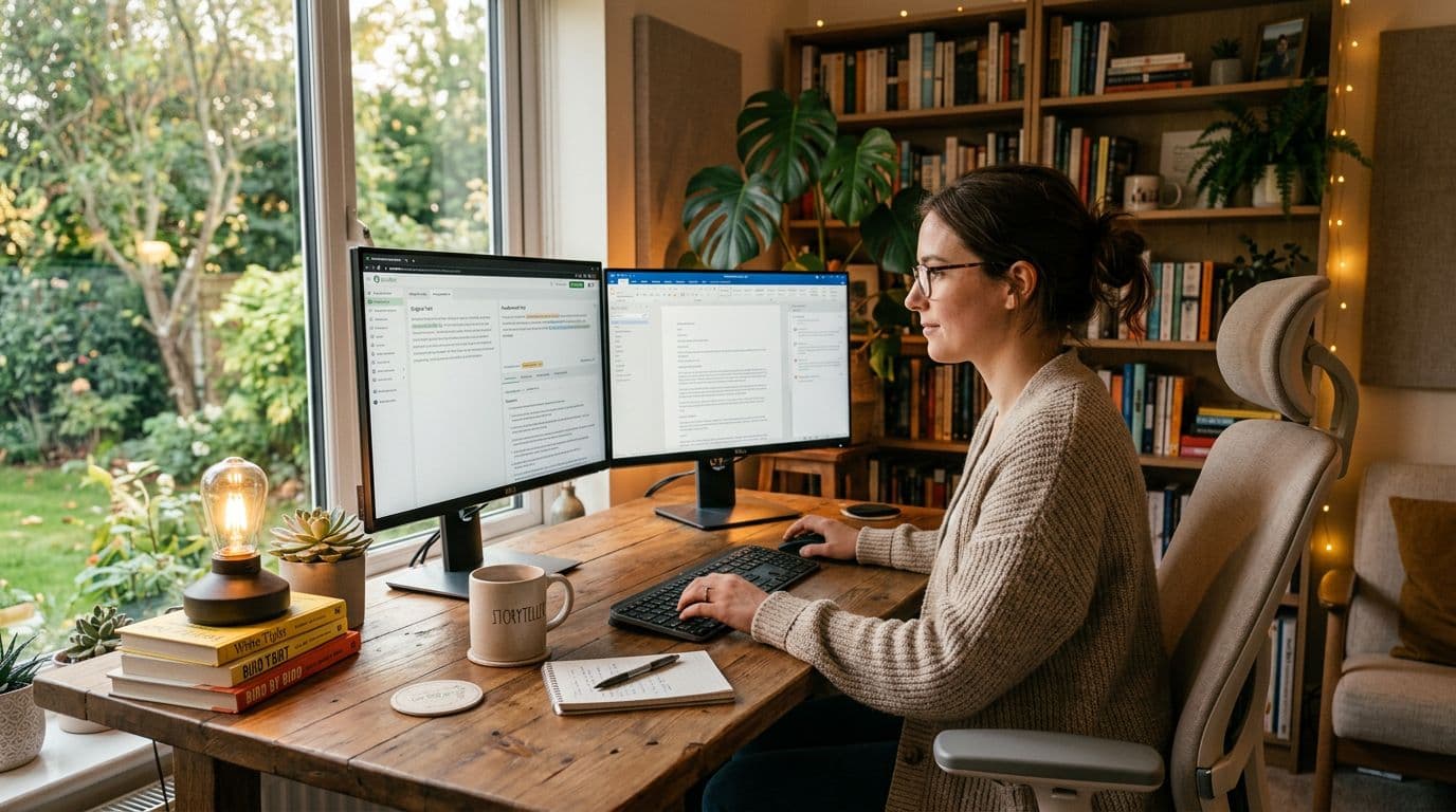 Content writer converting QuillBot text to human writing